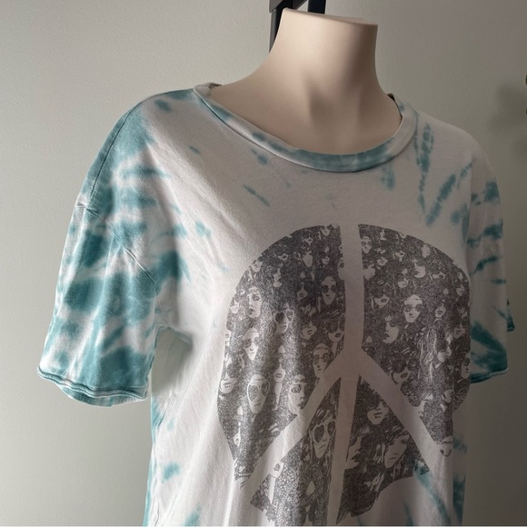 Lauren Moshi Peace Hippie Boyfriend Tshirt Dress Tie Dye Relazed 100% Cotton - Picture 5 of 13